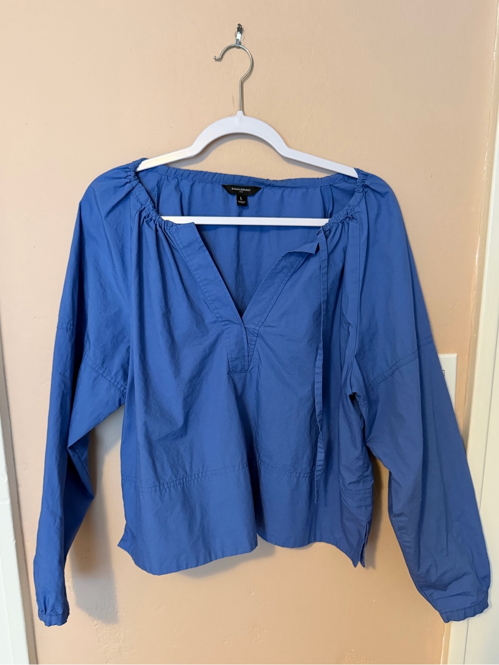 Shirred Popover Shirt in Santa Monica Blue